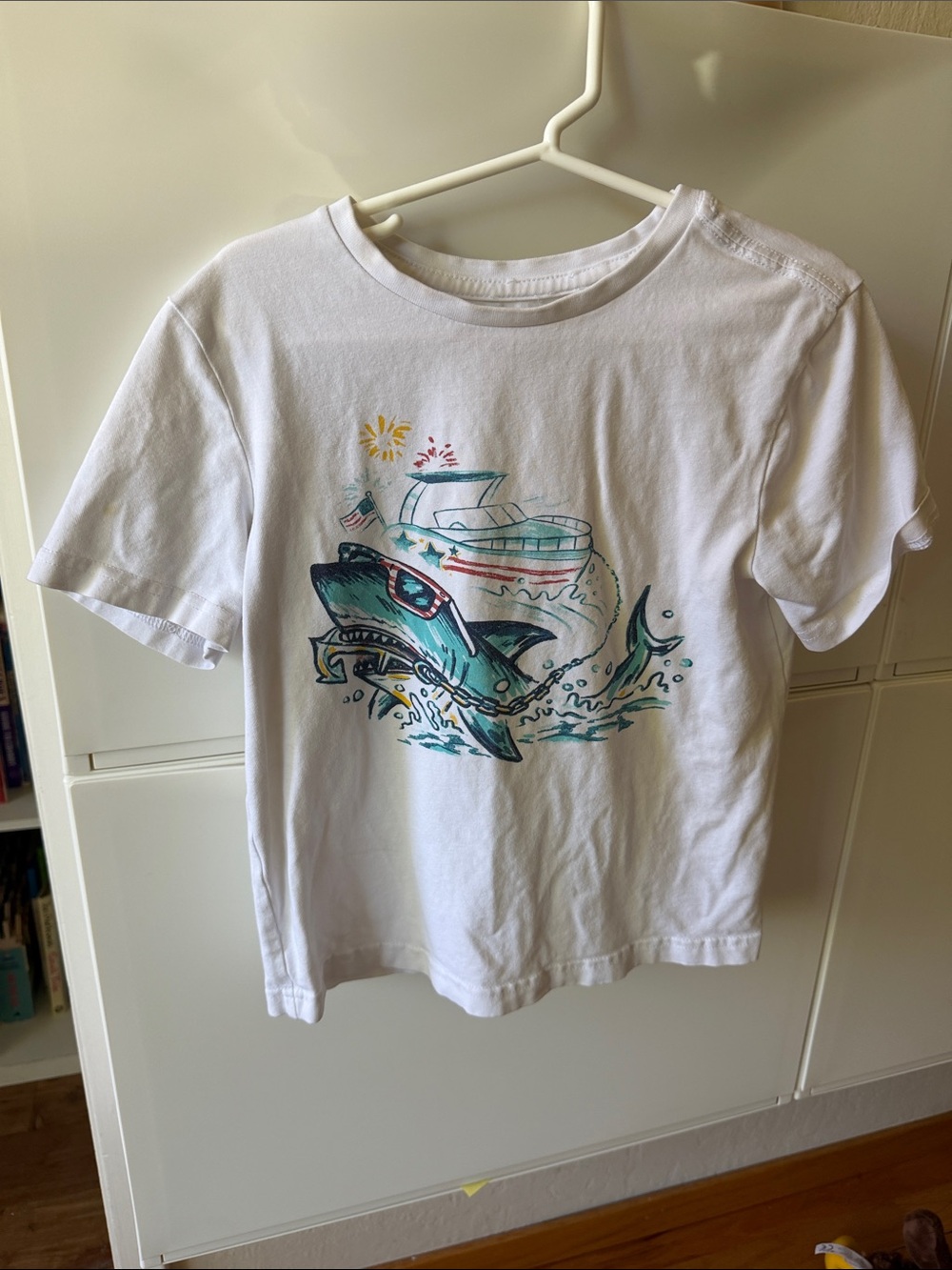 Tommy Bahama White Kids Shark & Boat Graphic Tee